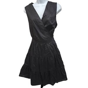 Nine West Tiered Wrap Dress Black Size Large NWT H7